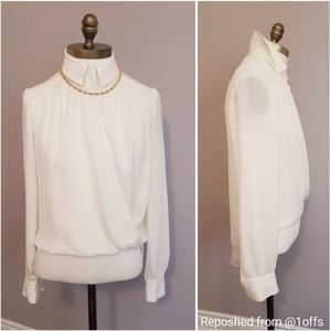 Veronica Beard Silk Wrap High Low Blouse